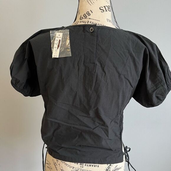 Madewell Embroidered Poplin Puff-Sleeve Cutout Crop Top NWT Size XXS - Picture 7 of 11